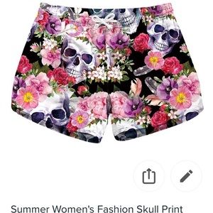 Women’s Punk skull beach shorts